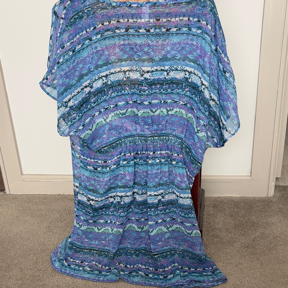 Badgley Mischka Blue and Purple Patterned Tunic Top/Cover up - Picture 6 of 6